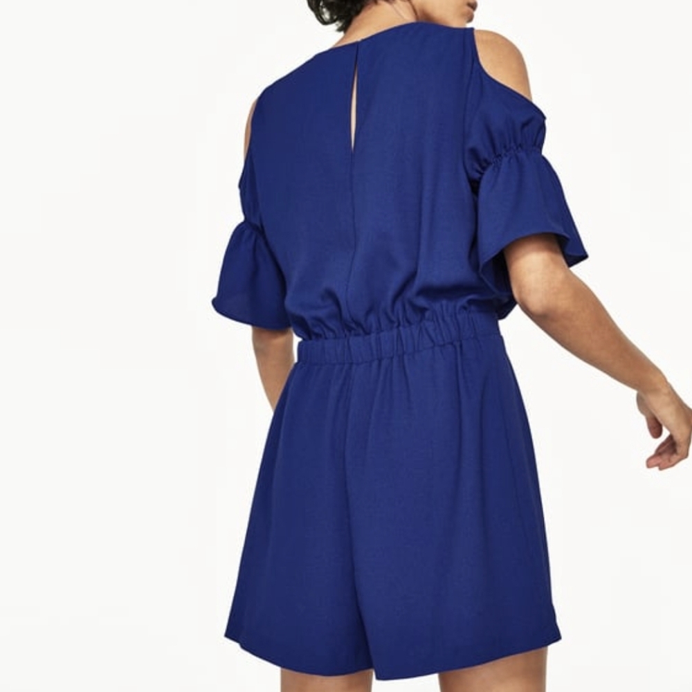 Zara Basic Cold Shoulder Flare Sleeves Romper - image 2